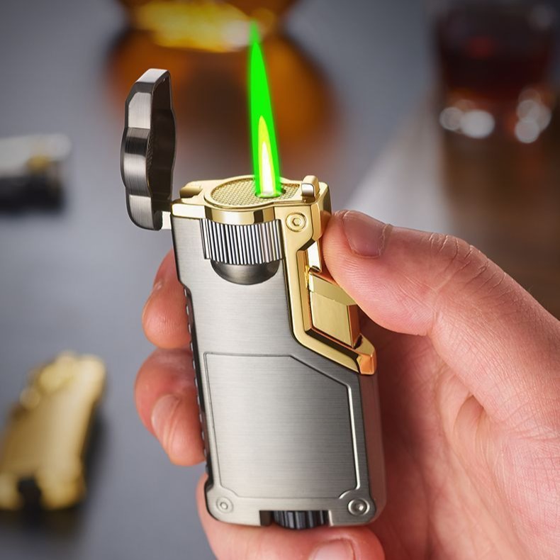 Fire Piston Starter - High-end three-color flame metal inflatable windproof